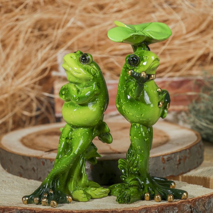 Сувенир полистоун "Парочка с цветком" 18 см (набор 2 шт.)