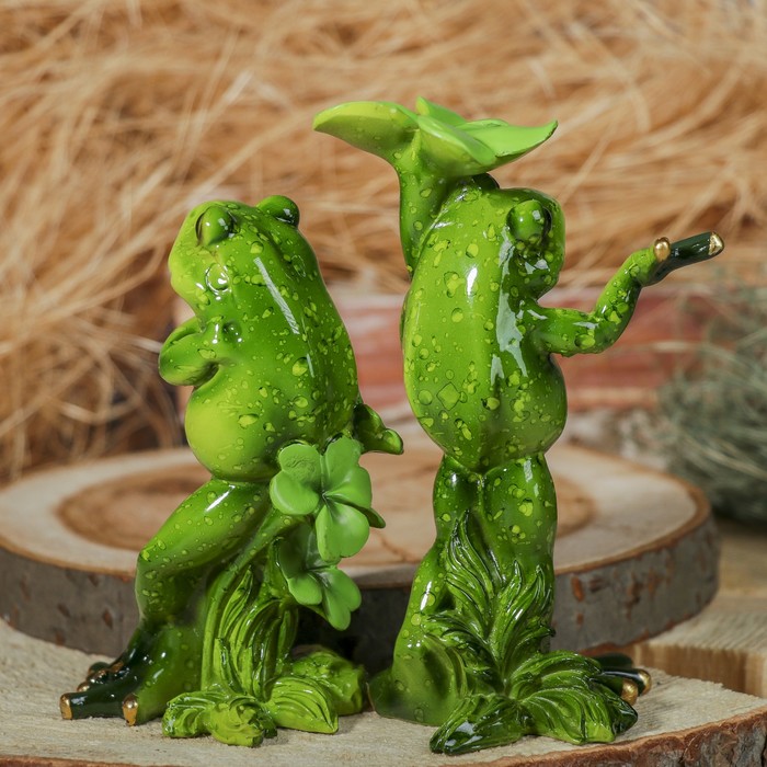 Сувенир полистоун "Парочка с цветком" 18 см (набор 2 шт.)