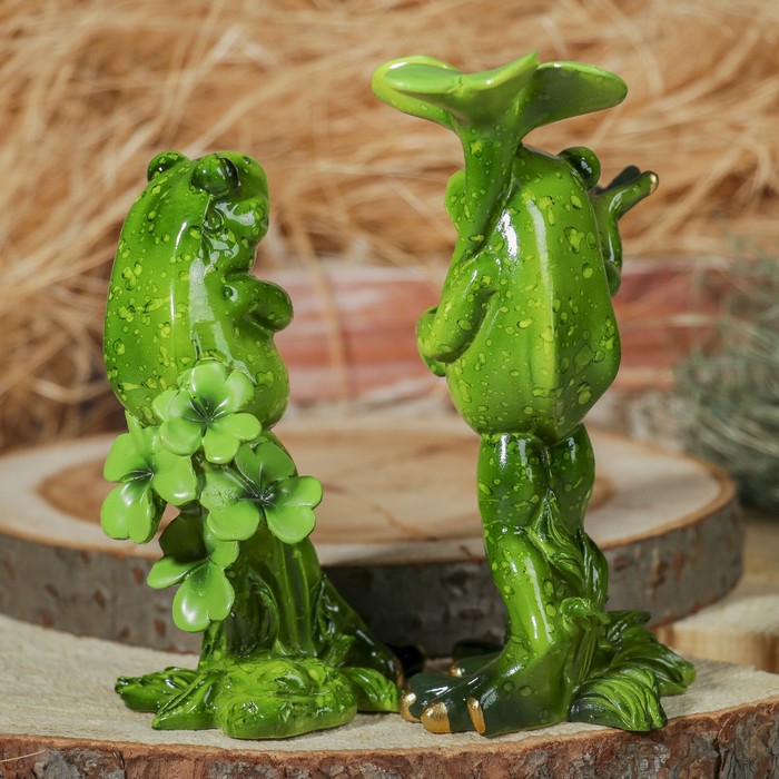 Сувенир полистоун "Парочка с цветком" 18 см (набор 2 шт.)