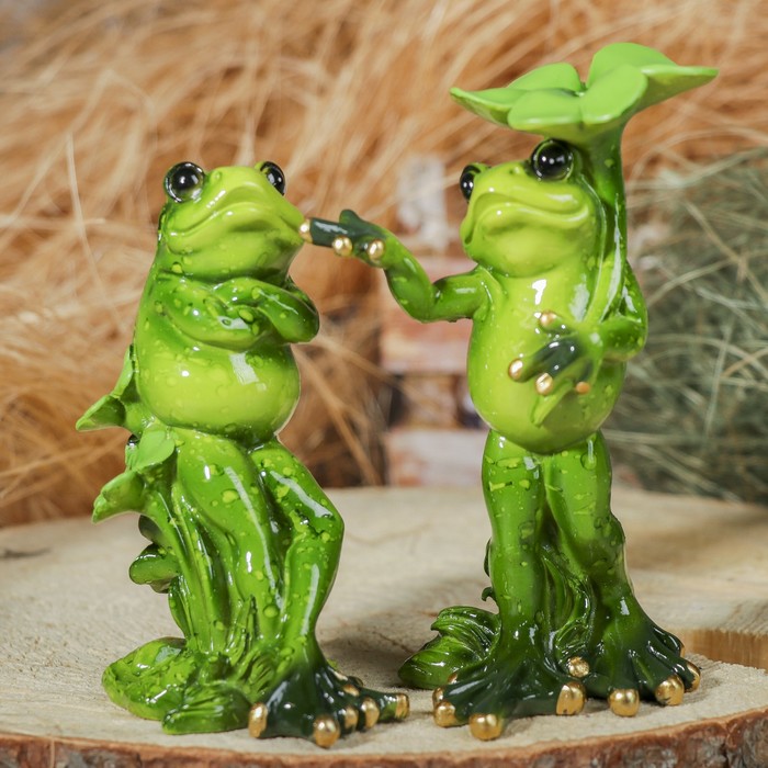 Сувенир полистоун "Парочка с цветком" 18 см (набор 2 шт.)