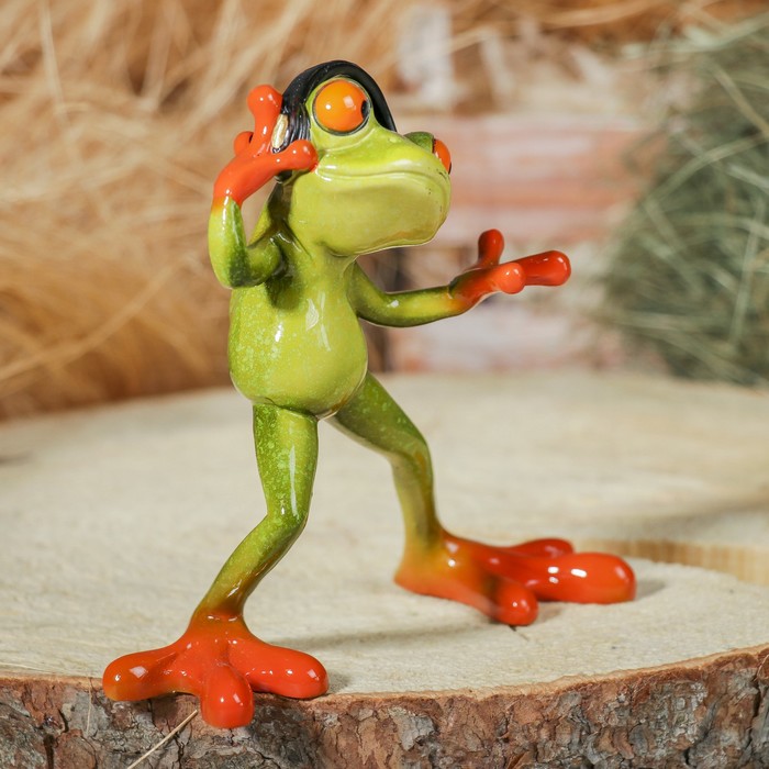 Сувенир полистоун "Лягушка аудиоман" 13х13х5 см