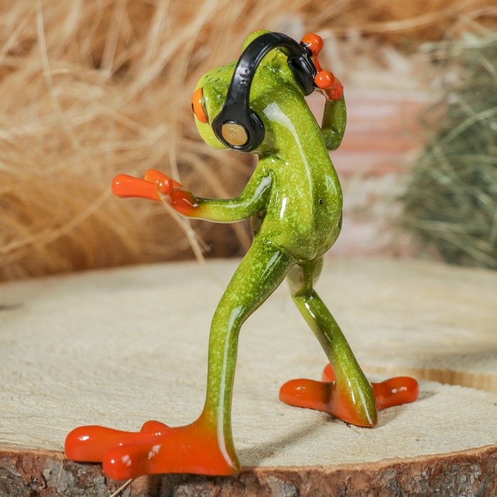 Сувенир полистоун "Лягушка аудиоман" 13х13х5 см