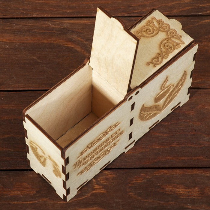 Коробочка для чай. пакет."Приятного чаепития"из фанеры,наб.8 дет 16,5х5х10см неокр.(ПШК-041)