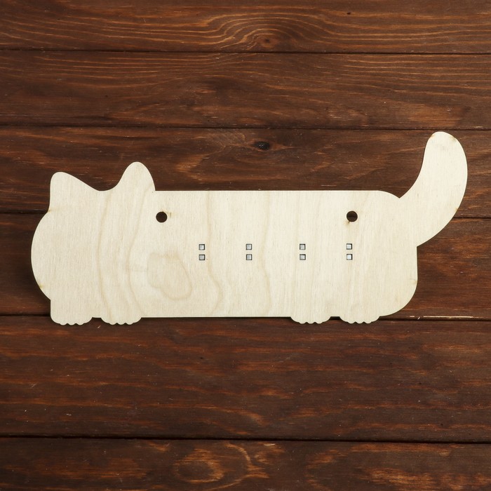Вешалка для ключей "Котик" из фанеры, (набор 7 деталей) 28х12,5 см