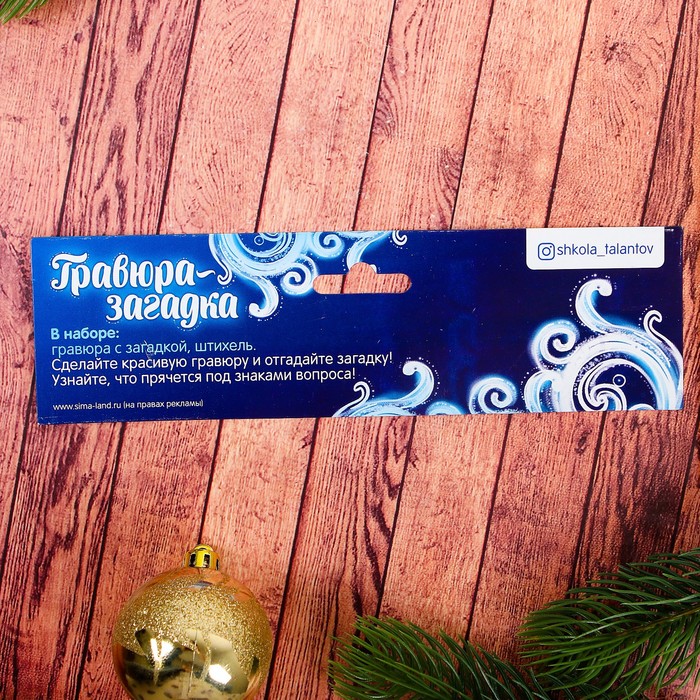 Гравюра-загадка "Домик" с цветной основой + штихель