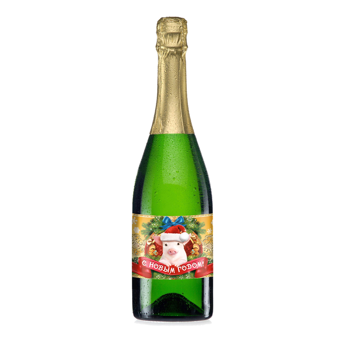 Наклейка на бутылку "С новым годом!"