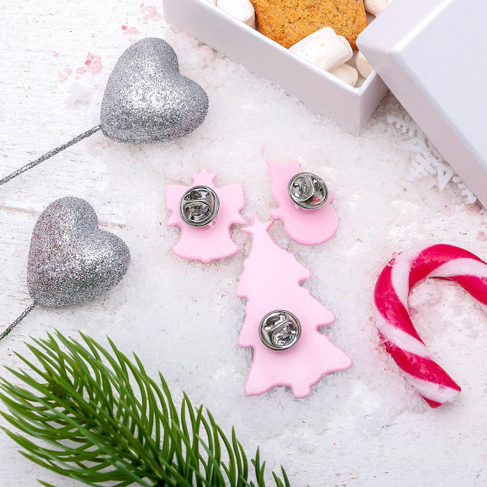 Набор значков "Новогодняя сказка" ёлка наряженная, форма МИКС, цветной