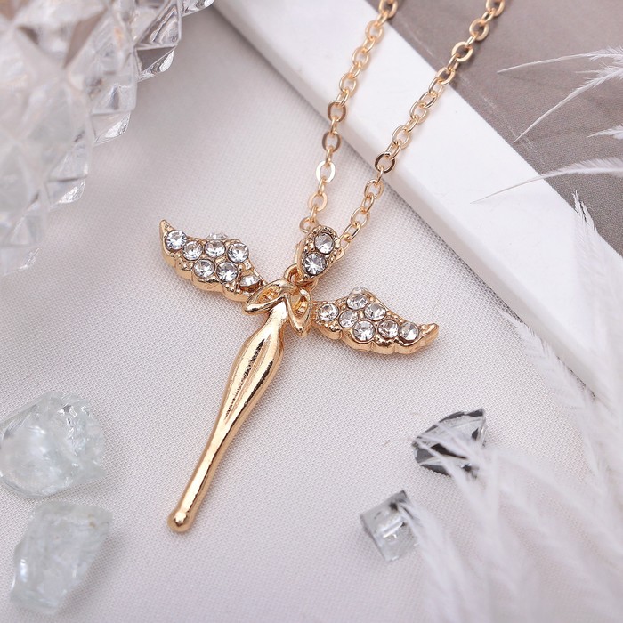 Кулон "Ангел", цвет белый в золоте, 40 см