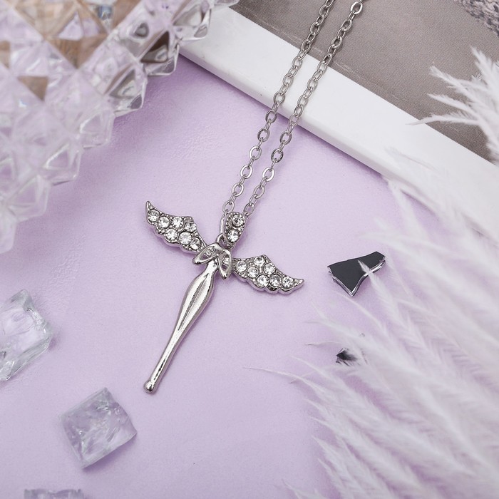 Кулон "Ангел", цвет белый в серебре, 40 см