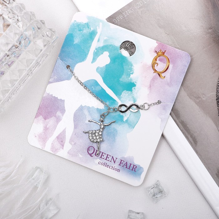 Кулон "Балерина" с бесконечностью, цвет белый в серебре, 40 см