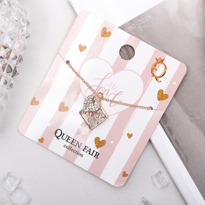 Кулон "Сердце" love, цвет белый в золоте, 40 см