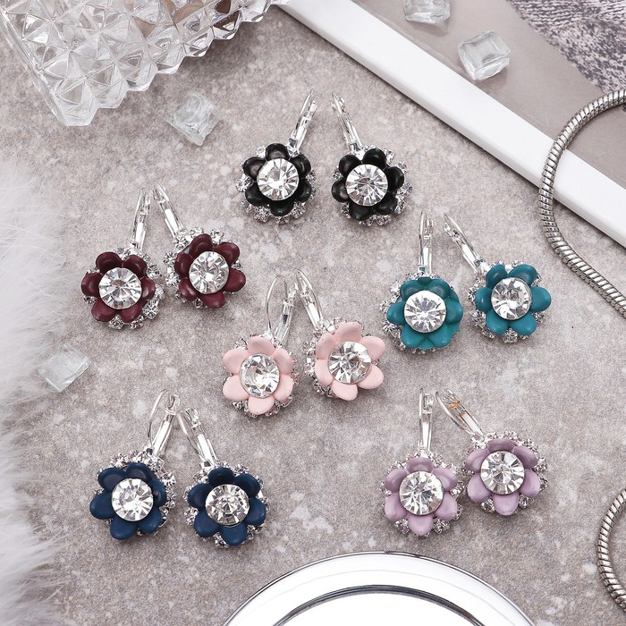 Серьги ассорти "Цветочки" летние, цвет МИКС