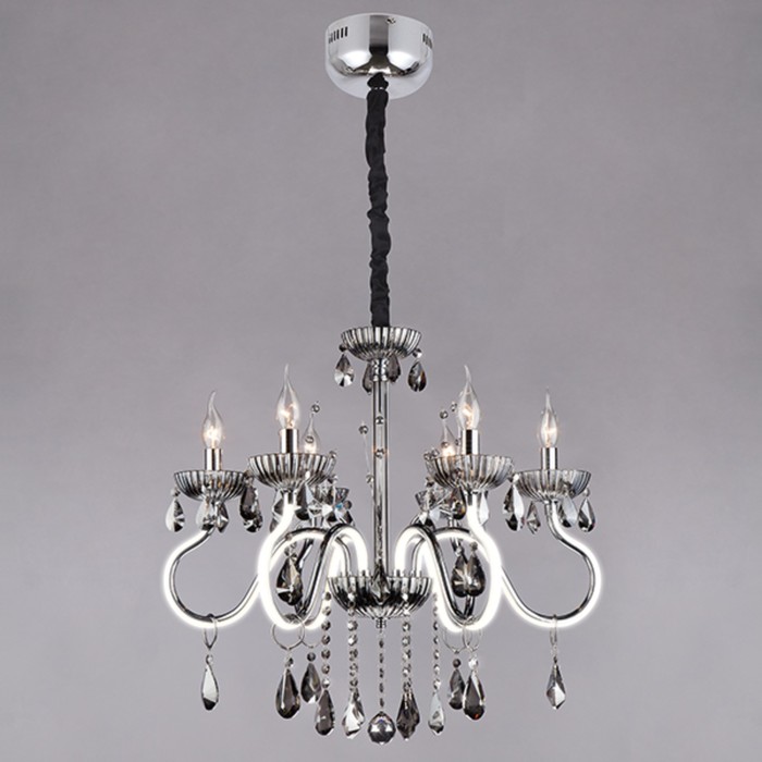 Люстра Oberon 6x60Вт Е14 хром 62x62x110см