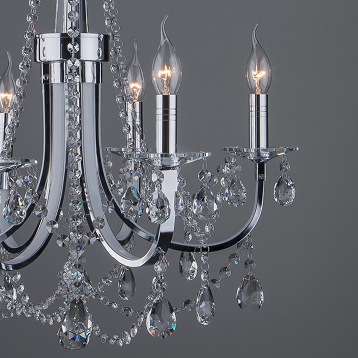 Люстра Tefia 6x60Вт Е14 хром 60x60x110см