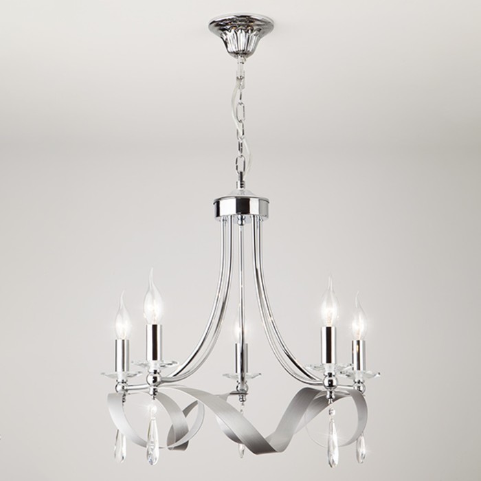 Люстра Adelia 5x60Вт Е14 хром 62x62x48см