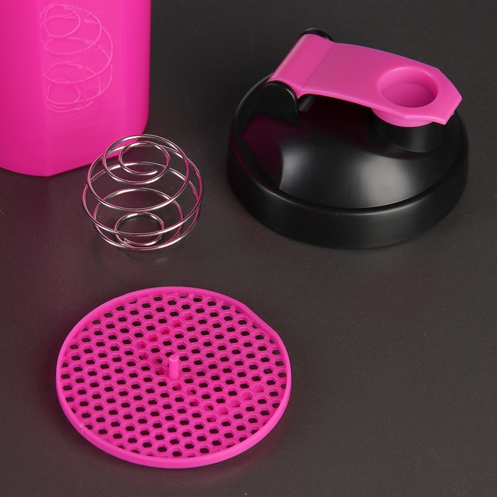 Шейкер 800 мл «Классический», с шариком, розовый, матовый