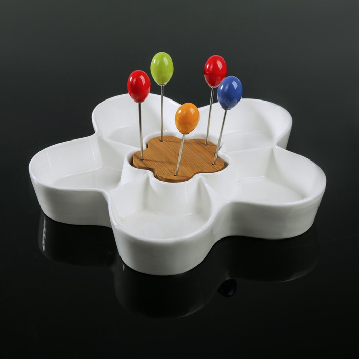 Менажница "Эстет", 5 ячеек, 5 шпажек