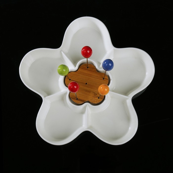 Менажница "Эстет", 5 ячеек, 5 шпажек