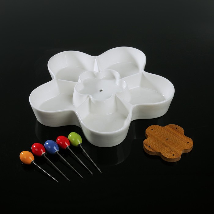 Менажница "Эстет", 5 ячеек, 5 шпажек