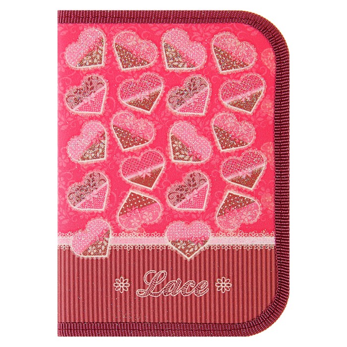 Пенал 1 секция 130*190 ткань ПКТ 04-24 дев "Кружевные сердца" 56047