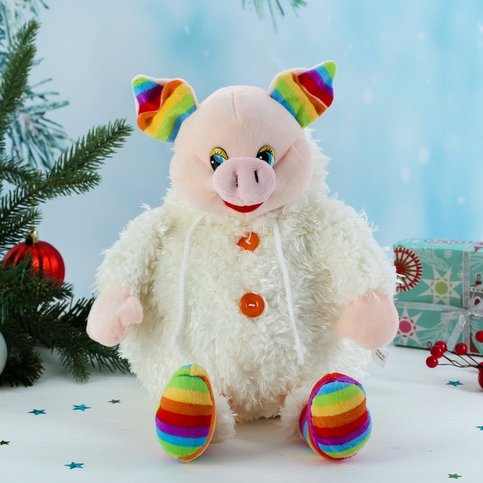 Мягкий рюкзак "Свинюшка с капюшоном в цветных гольфиках"