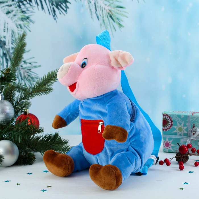 Мягкий рюкзак "Свинка в синем костюме"