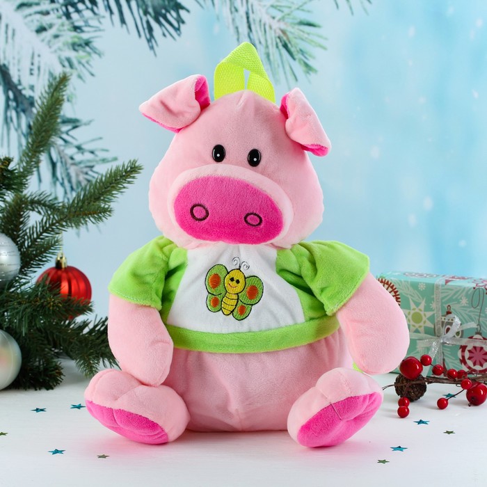 Мягкий рюкзак "Поросёнок в зелёной футболке"