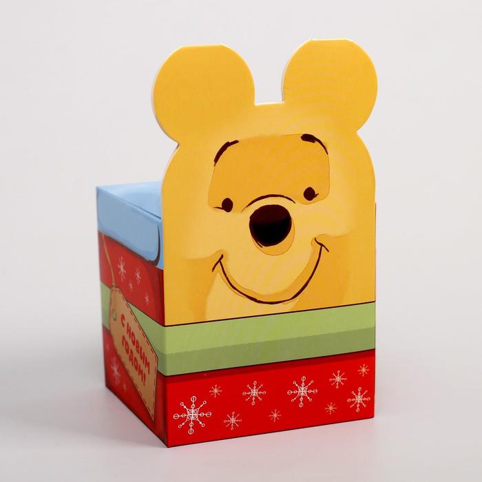 Коробка складная "С Новым годом", Медвежонок Винни, 8 х 8 х 8 см