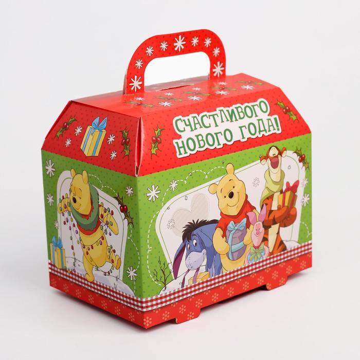 Коробка складная "Счастливого нового года!", Медвежонок Винни, 15 х 13 х 10 см