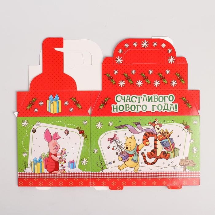 Коробка складная "Счастливого нового года!", Медвежонок Винни, 15 х 13 х 10 см