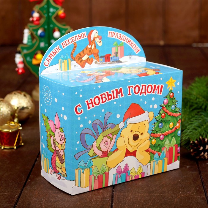 Коробка складная "С Новым годом", Медвежонок Винни, 15 х 12 х 7 см