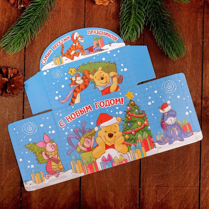 Коробка складная "С Новым годом", Медвежонок Винни, 15 х 12 х 7 см