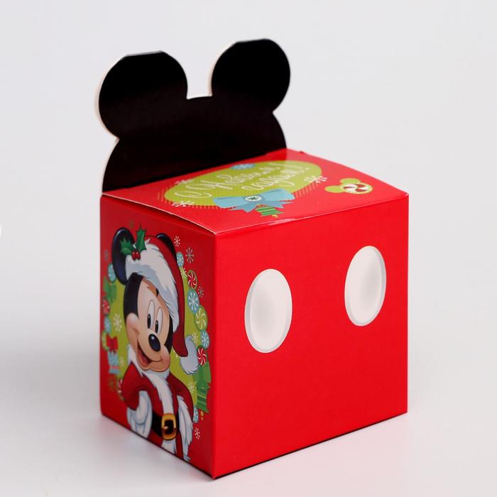 Коробка складная "С Новым годом", Микки Маус и его друзья, 8 х 8 х 8 см
