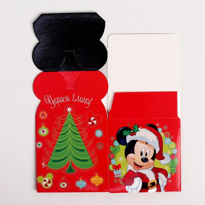 Коробка складная "С Новым годом", Микки Маус и его друзья, 8 х 8 х 8 см