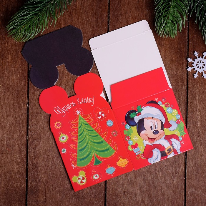 Коробка складная "С Новым годом", Микки Маус и его друзья, 8 х 8 х 8 см