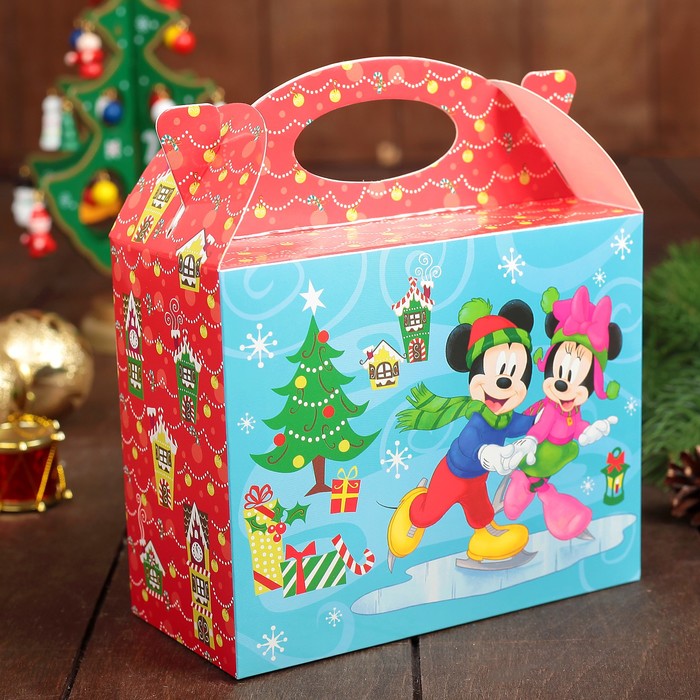 Коробка складная "С Новым годом", Микки Маус и его друзья, 15 х 12 х 7 см