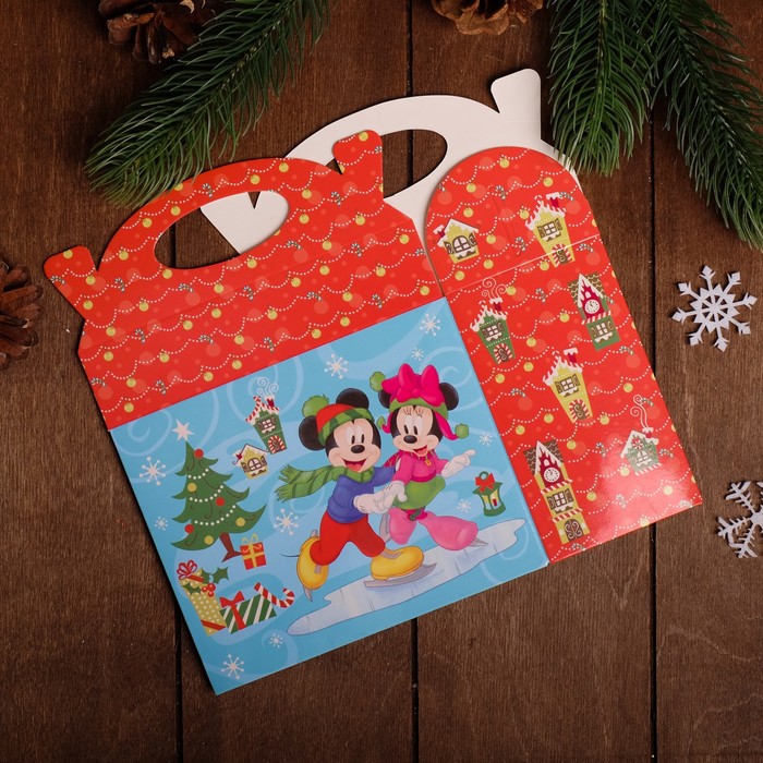 Коробка складная "С Новым годом", Микки Маус и его друзья, 15 х 12 х 7 см