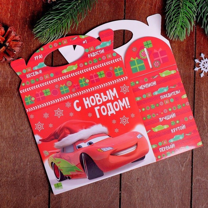 Коробка складная "С Новым годом", Тачки, 15 х 12 х 7 см