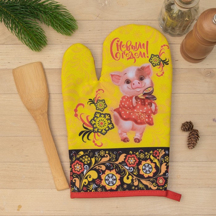 Набор кухонный "С Новым Годом" варежка-прихватка 20 х 27 см, лопатка кухонная