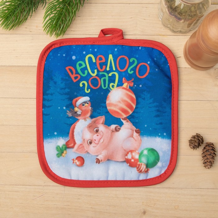 Набор кухонный "Веселого Года" прихватка 17 х 17 см, подставка под горячее