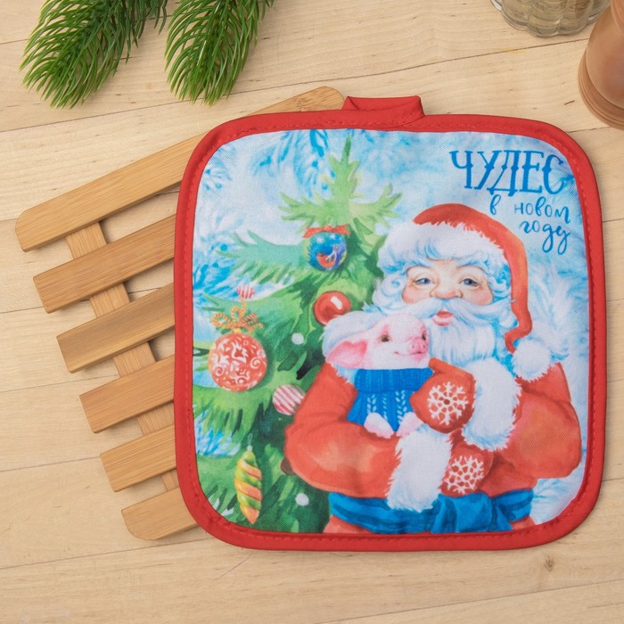 Набор кухонный "Новогоднее настроение" прихватка 17 х 17 см, подставка под горячее