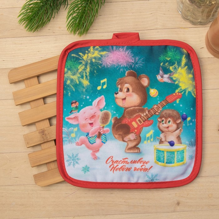 Набор кухонный "Счастливого Нового Года" прихватка 17 х 17 см, подставка под горячее