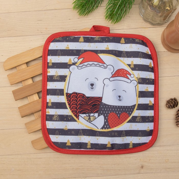 Набор кухонный "Мишки" прихватка 17 х 17 см, подставка под горячее