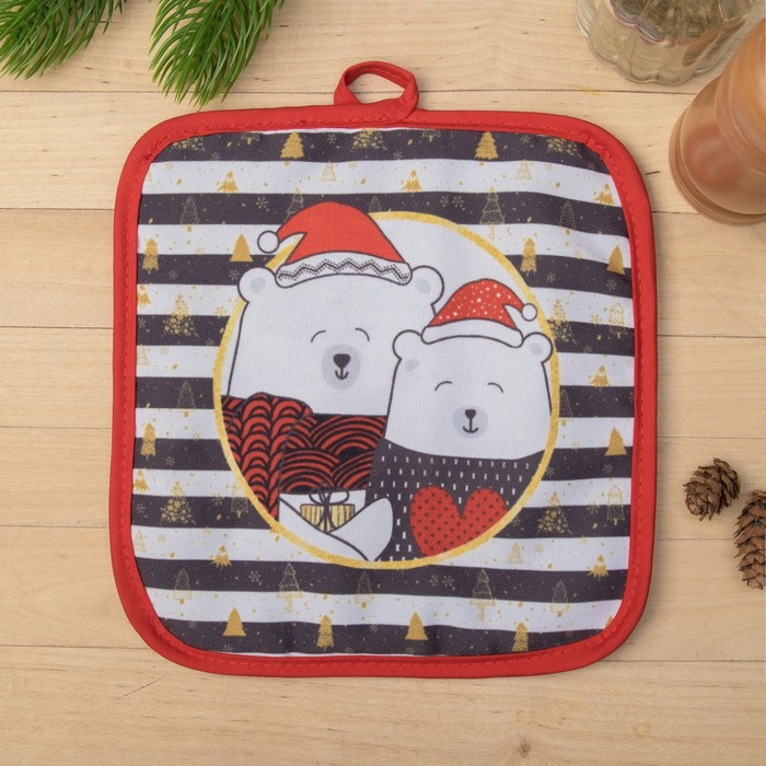 Набор кухонный "Мишки" прихватка 17 х 17 см, подставка под горячее