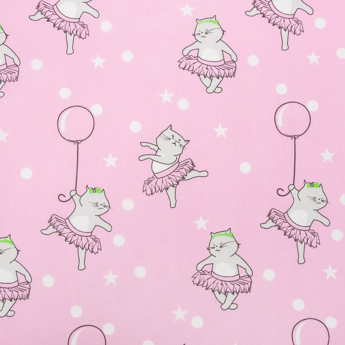 КПБ 1,5сп Маленькая кошечка 7593-2 роз. 215х145 , 215х150, 70х70 см, бязь, хл100% 120 гм