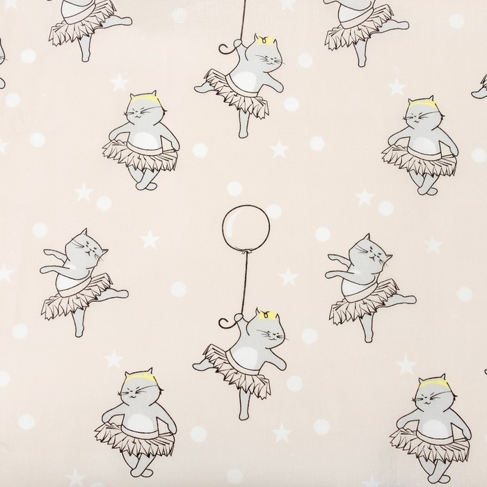 КПБ 1,5сп Маленькая кошечка 7593-1 беж. 215х145 , 215х150, 70х70 см, бязь, хл100% 120 гм