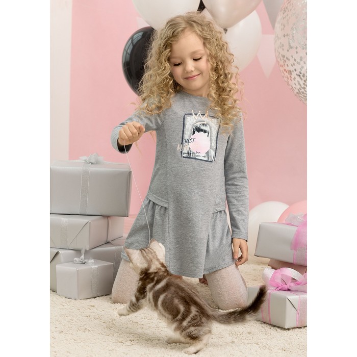 Платье для девочки, рост 110 см, цвет серый