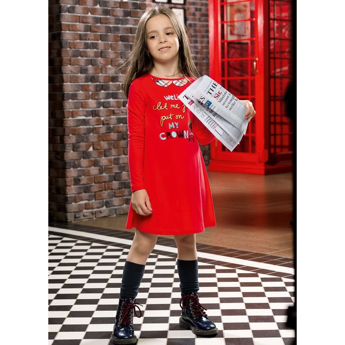 Платье для девочки, рост 110 см, цвет красный