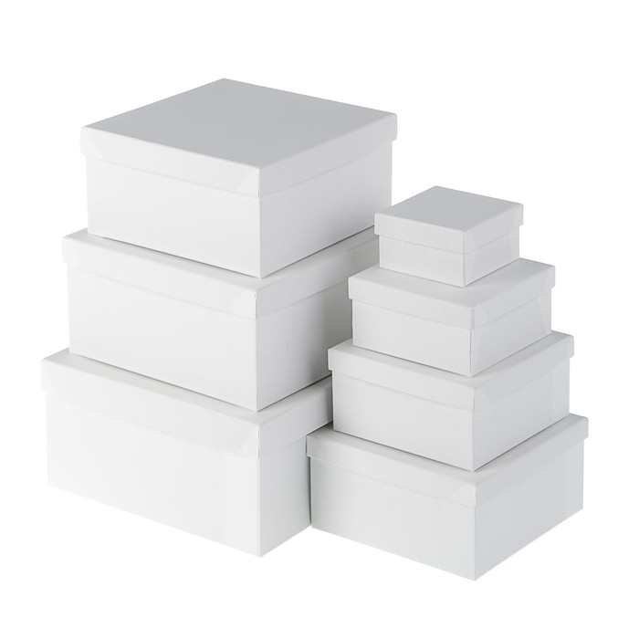 Набор коробок 7в1 "Белая штукатурка", 20 х 20 х 10 - 7 х 7 х 4 см