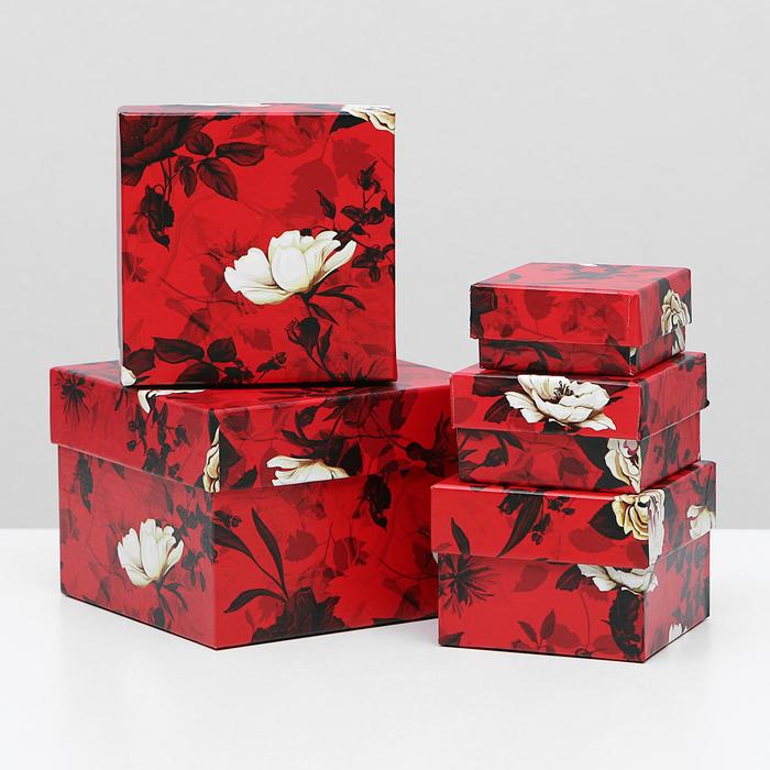 Набор коробок 5в1 "Белый шиповник", 12 х 12 х 9 - 6 х 6 х 3 см